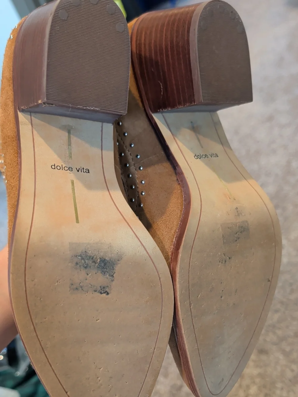 Dolce Vita Women's Tan Suede Studded Chelsea Booties 8.5